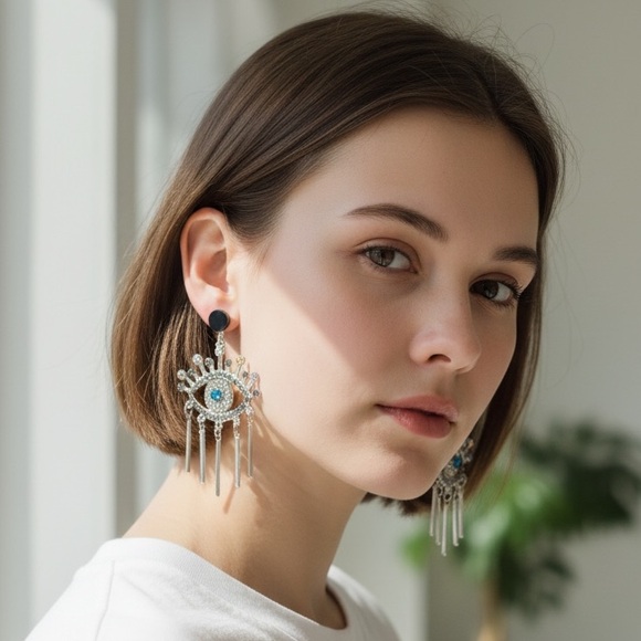 All seeing eye dangle earrings - Picture 2 of 2